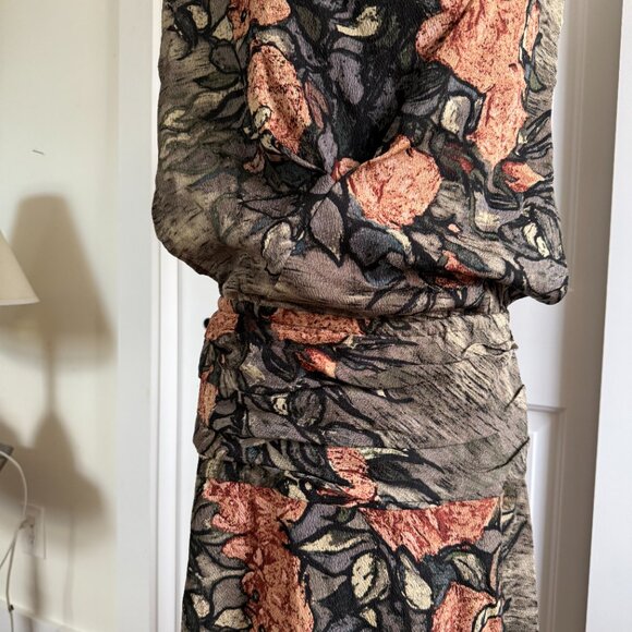 Anthropologie Tracy Reese Amsterdamn Bateau Dress Sz Sm 92% silk, dark floral - Picture 8 of 9